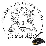 Personalized Book Embosser - Custom Library Stamp, Personal Gifts for Book Lovers, Readers, Teachers (Cat-27)
