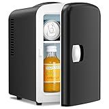 Antarctic Star Compact Refrigerator, Portable Mini Fridge, Skin Care 4L Capacity/6 Cans, for Bedroom, Car, Office & Dorm, Small Cooler for Cosmetics, Beverage and Food, Black