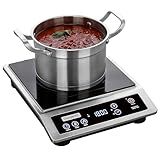 ChangBERT Induction Cooktop, Commercial Grade Portable Cooker, Large 8” Heating Coil, Premium Stainless Steel Countertop Burner with NSF Certified, 10 Hours Timer Powerful 1800W Professional Hot Plate