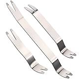 FOSHIO 3pcs Metal Trim Removal Tool, Auto Fastener Remover Pry Tool, Easy Removal of Car Door Panel, Audio Radio Panel, Molding, Dashboards and Wheel Hubs