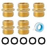 SUNGATOR 5 PCS 3/4" GHT Double Male Garden Hose Connectors, 3/4'' GHT Brass Garden Hose Adapter, 3/4 Inch Male Connectors with Washers