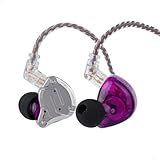 Linsoul KZ ZS10 Pro, 4BA+1DD 5 Driver in Ear Monitor, HiFi Wired Earbuds, Gaming Earbuds, Hybrid IEM Earphones with Stainless Steel Faceplate, Detachable Cable for Musician (Without Mic, Purple)