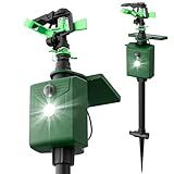 Motion Activated Animal Repeller with Water Sprinkler and Flashing Light, Solar Powerd Deer Cat Repellent Outdoor Deer Deterrent - Keep Rabbits Shunks Dog Raccoons Birds Away from Lawn and Garden