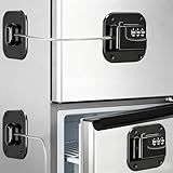 2 Pack Refrigerator Lock, Fridge Locks, Freezer Locks, Mini Fridge Lock for refrigerators, cabinets, Windows, and Drawers, keyless Installation