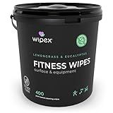 Wipex Yoga Mat Cleaner Wipes - Plant-Based Lemongrass, Eucalyptus & Vinegar Wipes for Gym & Fitness Equipment & All Purpose Gym Cleaning - Safe for Peloton Bikes & Treadmills - 400 Count