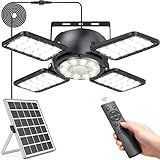 Latband Solar Shed Light Outdoor Indoor Upgrade 1200LM 174LED 4 and 1 Heads Motion Sensor Pendant Light, Solar Lights with 5 Lighting Modes Remote Control IP65 Waterproof for Barn Patio Gazebo Shop