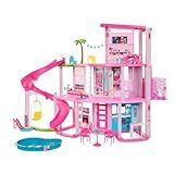 Barbie Dreamhouse, Pool Party Doll House with 75+ Pieces and 3-Story Slide, House Playset, Pet Elevator and Puppy Play Areas