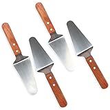 CZWESTC 4 Pcs Stainless Steel Pizza Servers with Wooden Handle, Triangular Spade Pie Pastry Spatula for Cake, Dessert, Tart, Pie and Pizza