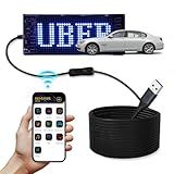 Programmable Scrolling LED Car Sign, Flexible USB 5V Digital Light Display,Bluetooth App Control Custom Text & Animation,for Store,Taxi,Counter,Booth Advertising(7''x3'')