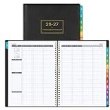 Appointment Book 2026-2027 - Daily Hourly Planner 2026-2027, Jul 2026 - Jun 2027, Appointment Book, 8.5" x 11", 26-27 Planners Weekly with 30-Minute Interval, Leather Cover, Colorful Tabs - Black
