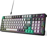 MOFII AK96 Mechanical Gaming Keyboard, Full Keys LED Backlit Programmable, Plug and Play USB A/C Wired Computer Custom Keyboard with Sound/Light Control Knob for Win/Mac - Gray & Black