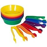 edxeducation Sorting Bowls & Tweezers | Set of 12 | 18m+ | 6 Colors | Counting and Sorting Toy for Toddlers | Early Math and Fine Motor Skills
