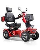 Dvsripa All Terrain Mobility Scooter for Seniors,Heavy-Duty 4 Wheel Mobility Scooters Mobility Scooter,Handicap Scooters for Adults with 3-Speed Travel Long (Red)