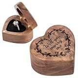 Wislist Engagement Proposal Ring Box Secret Slim Engraved Wooden Heart Case