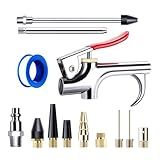 Air Blow Gun Kit 13 Pcs, 1/4" Standard Quick Fitting, 10 Interchangable Air Nozzles and Tape, Air Compressor Accessory Tools for Dusting and Inflation
