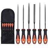 HORUSDY 6-Pieces Needle File Set, Hand Metal Files, Alloy Strength Steel Include Flat, Flat Warding, Square, Triangular, Round, and Half-Round File.