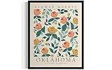 Oklahoma Flower Market Art Print Poster State Wall Art, Botanical Floral Artwork Decor for Bedroom, Kitchen, Bathroom, Livingroom Decoration 61 (Oklahoma, 8 x 10 inches, Unframed)