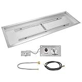 Stanbroil 48 x 14 inch Rectangle Fire Pit Kit with Spark Ignition, Drop-in Natural Gas Firepit Burner for DIY Fire Table Outside Patio Backyard Balcony, Natural Gas Version, 185,000 BTU Max