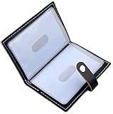 Karlling credit card holder, credit card wallet for women/man soft leather business card holder card case organizer bag with 20 card sleeves inside(Black)