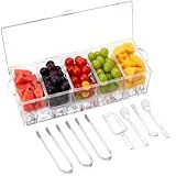 5-Grid Removable Condiment Tray with Ice Cooler,Salad Platter for Home Bar