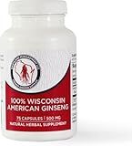 Dairyland American Ginseng Capsules, 75 ct (2000 mg) – Concentrated Wisconsin Ginseng Root Extract – Daily Herbal Supplement for Immune Support