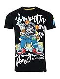 SCREENSHOT-S11220 Mens Hip-Hop Streetwear Ultra Premium Quality Tee - Money Games Gold Rich Masked Teddy Bear Patch Embroidery Gel Print T-Shirt-Black-Medium
