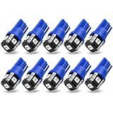 PHINLION 194 LED Light Bulb Blue 168 2825 W5W T10 Wedge 5-SMD 3030 Chipsets LED Replacement Bulbs for Car Interior Dome Map Door Courtesy Parking License Plate Lights, Pack of 10