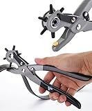 UNCO- Leather Hole Punch Tool, 6 Different Hole Sizes (5/64", 3/32", 7/64", 1/8", 5/32", 3/16"), Durable Hole Punch for Watch Bands, Straps, Dog Collars, Saddles, Shoes, Fabric, DIY Craft Projects
