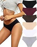 ALL OF SHE Womens Underwear Cotton Hipster Panties Breathable Sexy Cheeky Stretch Soft Ladies Bikini Underwear 6 Pack S-XXL