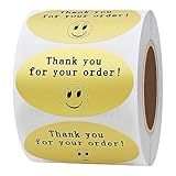 Hybsk 50mmx30mm Oval Gold Metallic Foil Thank You for Your Order Retail Mailing Stickers 500 Labels Per Roll (Gold)