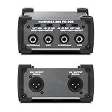 JCANOL PD200 Stereo Passive DI Box Unit Hum Eliminator with GND switch, Input Attenuator to Connect Guitar & Bass, 1/4" instrument Direct Box to Balanced & Unbalanced XLR