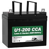 WEIZE Lawn Garden AGM Battery, 12V 200CCA BCI Group U1 SLA Starting Battery for Lawn, Tractors and Mowers, Compatible with John Deere, Toro, Cub Cadet, and Craftsman