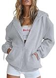 PRETTYGARDEN Women's 2026 Spring Zip Up Y2K Hoodies Casual Long Sleeve Sweatshirts Fall Winter Track Jackets with Pockets (Grey,Medium)