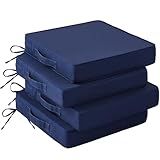 IASEAHK Patio Chair Cushions, 19" x 19" x 3" Outdoor Chair Cushions Set of 4, Waterproof Outdoor Cushions for Patio Furniture, Outdoors Seat Cushions Set of 4 with Handle and Ties, Navy Blue