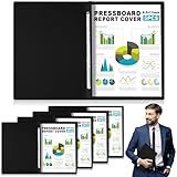 Dunzoom 5 Pcs 8.5 x 11 Inch Pressboard Report Cover, 3'' Capacity, Presentation Binder Folder with Metal Prong for Business, Presentations, Contract, Proposal and Other Documents Management (Black)