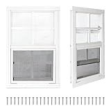 COLORPAPA 2 Pack Shed Windows,12" x 18" Small Sliding Windows,Flush Mount Windows with Tempered Glass and Fiberglass Screen for Shed, Chicken Coop, Playhouse, Household, Garage, Barns (White)
