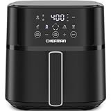 Chefman Air Fryer – 6 QT Compact Airfryer for Quick & Easy Meals in Minutes, Features Hi-Fry Technology for Extra Crisp, Touchscreen Controls with 4 Presets, Nonstick & Dishwasher Safe Basket - Black
