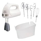 Hamilton Beach 6-Speed Electric Hand Mixer with Whisk, Dough Hooks and Easy Clean Beaters, Powerful 275 Watt Motor, Snap-On Storage Case, White