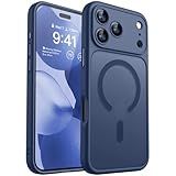 CANSHN Magnetic Compatible with iPhone 17 Pro Case, Upgraded [Full Camera Protection] [Compatible with Magsafe] [Translucent Matte] Shockproof Protective Phone Cover 6.3 Inch - Deep Blue