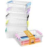 Sooez 6 Pack Extra Large Pencil Box, Plastic Hard Pencil Case Crayon Box Bulk, Clear Marker Organizer Plastic Containers with Lid, Stackable Storage Boxes for Art Craft, Back to School Supplies, Multi