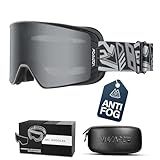 VOZAPOW Ski Goggles Over Glasses Anti-Fog, Snowboard Goggles for Men Women 100% UV Protection Magnetic Interchangeable lens