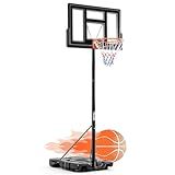DUMOS 6.1-10FT Adjustable Height Portable Basketball Hoop Outdoor for Adult, 44 Inch Shatterproof Backboard w/Shock Absorbent Rim, Fillable Base, 2 Wheels for Swimming Pool/Indoor, Classic Black