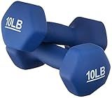 Amazon Basics Neoprene Dumbbell Hand Weights, 10 Pound, Pair, Navy Blue