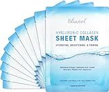 Ebanel 10 Pack Collagen Face Mask with Hyaluronic Acid, Vitamin C, Peptide, Aloe, Instant Brightening Hydrating Face Masks Skincare Korean Sheet Mask, Skin Firming, Lifting Anti Aging Facial Masks