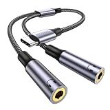 MOSWAG USB C to Dual 3.5mm Female Headphone Splitter,Type C to Dual 3.5mm Female Headphone Adapter Compatible with Pixel 7 6, Galaxy S23 iPhone 15 Pro Max/Pro/Plus