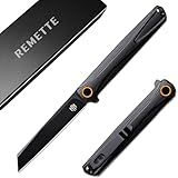 REMETTE EDC Pocket Knife Canyon, 3.2" D2 Steel Tanto Blade Flip Open,G10 Handle Small Folding Knife with Pocket Clip for Men Women, Sharp Camping Hiking Knives