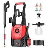 Electric Pressure Washer, 2.5 GPM Power Washer with 4 Quick Connect Nozzles & Foam Cannon, Portable High Pressure Washer Cleaning Machine for Cars Fences Driveways Patios