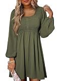 Dokotoo Womens Fall Dresses 2026 Casual Mini Dress Olive Green Dress M