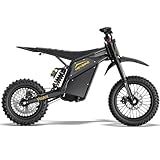 Heybike Villain Electric Dirt Bike, 4160W E Dirt Bike with 52V 26AH Battery, 14"/12" Fat Tire Electric Motorcycle for Teens, Max 45MPH Ebike with Reversing Function（Standard; Inky Black）