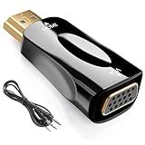 HDMI to VGA Adapter Converter mini, 1080P Male to Female Cord for Computer, Desktop, Laptop, PC, Monitor, Projector, HDTV, Chromebook, Raspberry Pi, Roku, Xbox and More（Black）